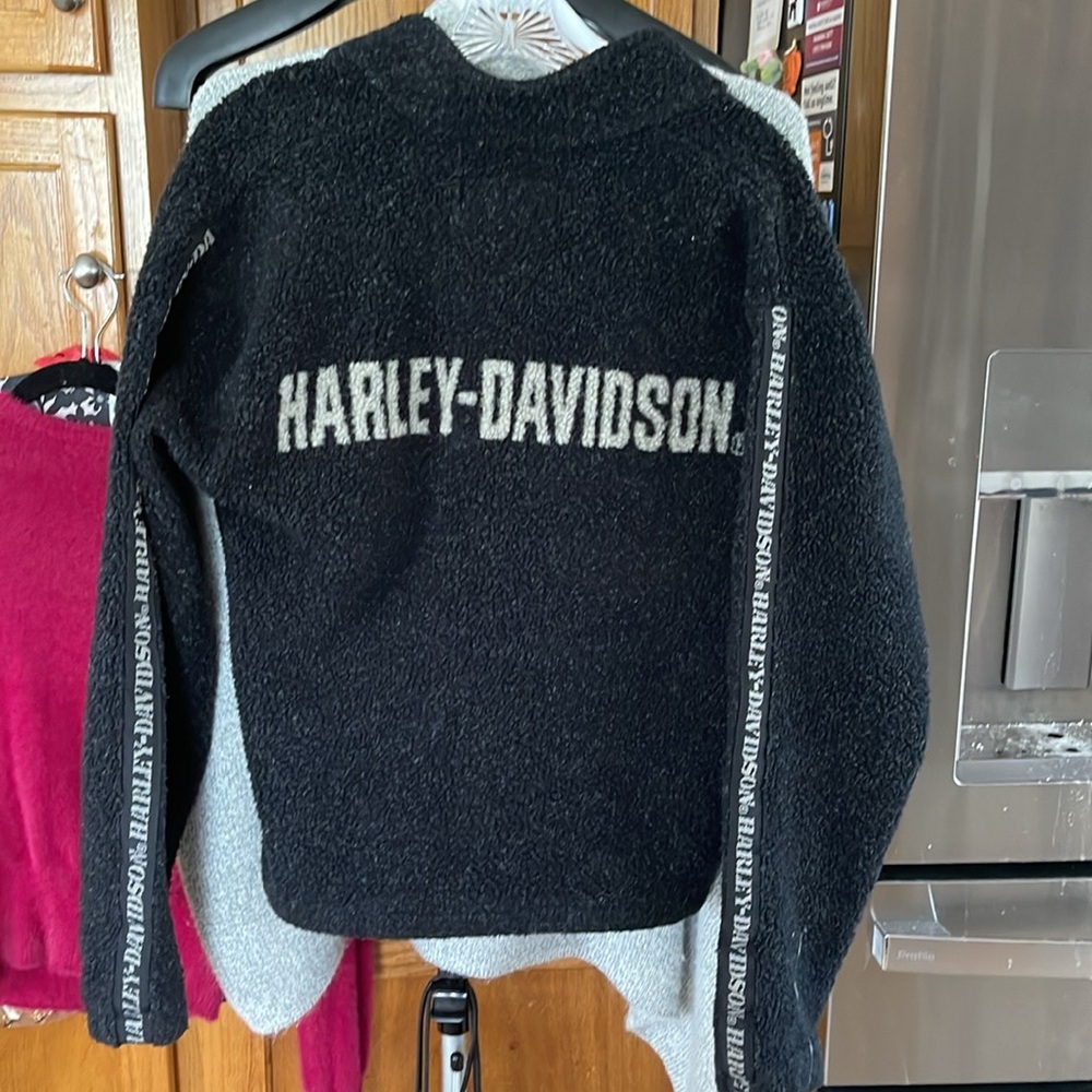 Harley-Davidson Motorcycles Men Full Zip Sherpa Fleece Black Sweater Small